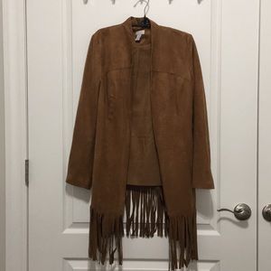 Chico’s faux suede tan  jacket size 0